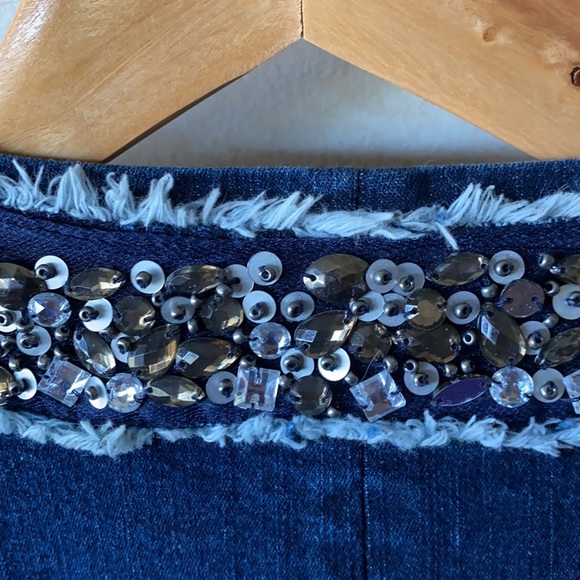 Draper’s and Damon’s Cotton & Spandex Denim Pants Suit Sparkles Beading - Picture 6 of 16